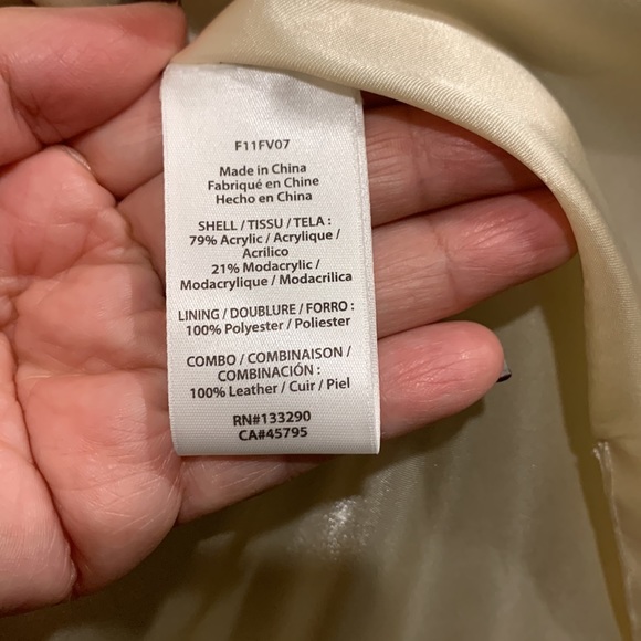 Rachel Zoe 100% Leather Faux Fur Long Vest Ivory Tan Brown Tipped Sz 10 - Picture 5 of 5